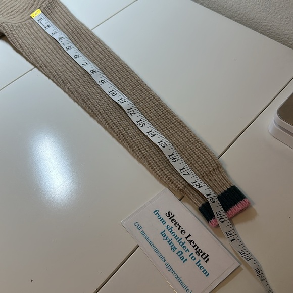 Madewell V-Neck Pullover Sweater Tan Pink Green XXS - Picture 9 of 14